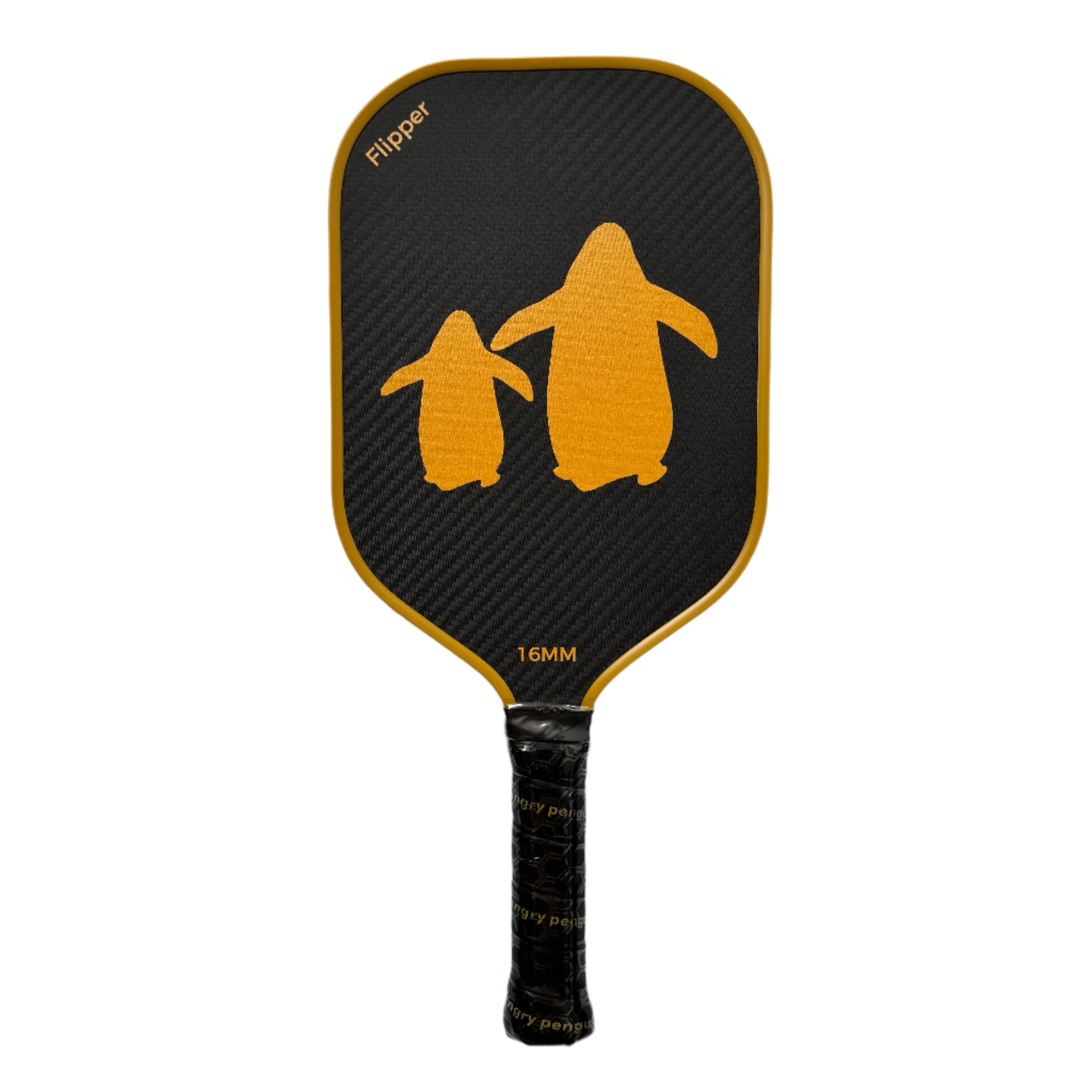 Flipper – Gold Pickleball Paddle | Angry Penguins | Precision + Style- Front