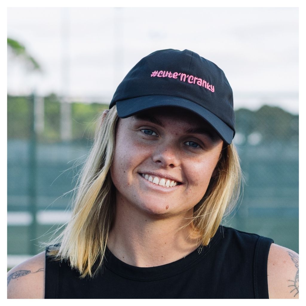 #cute'n'cranky Black Active Cap – Pink Logo | Angry Penguins Sport Cap - Lifestyle