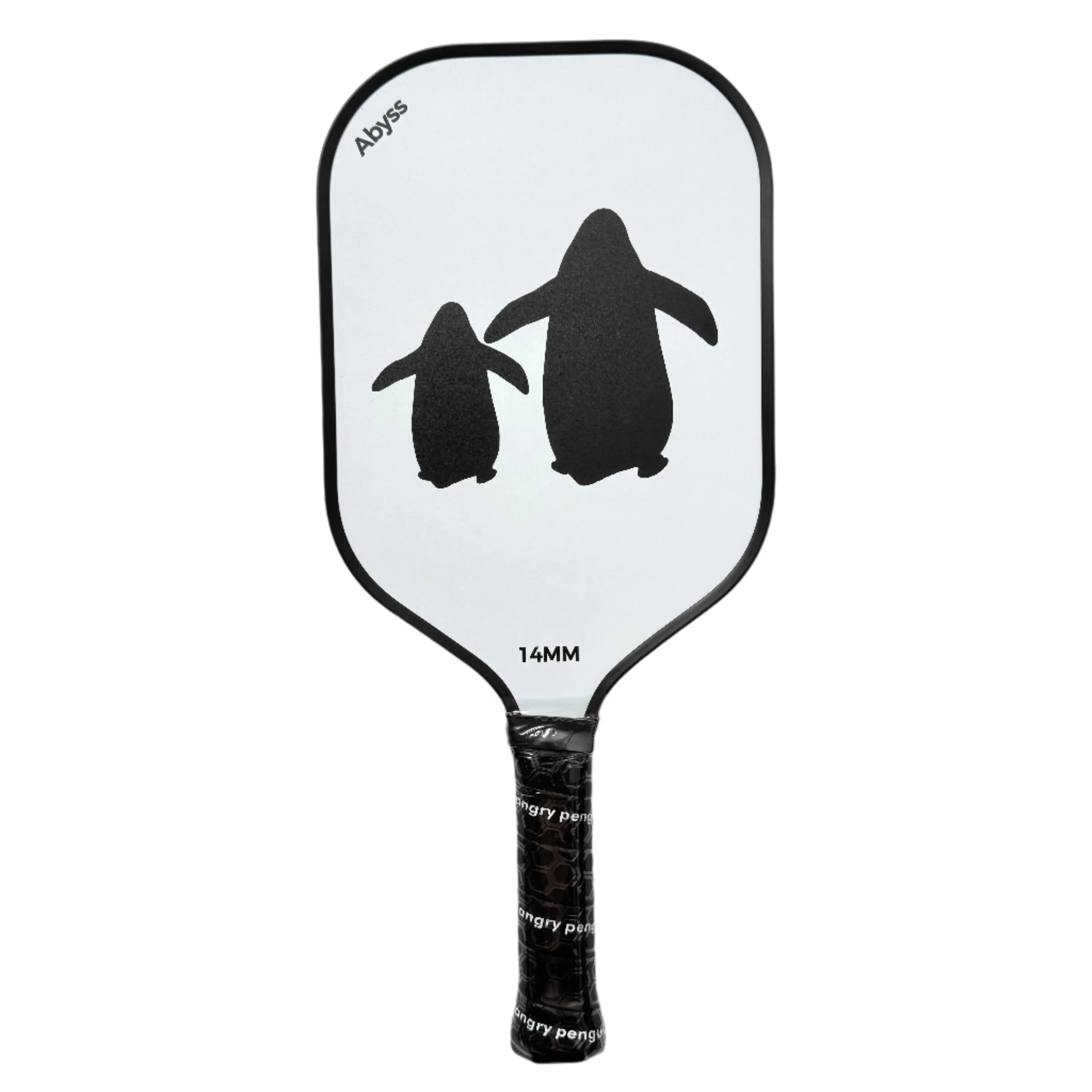 Abyss White Pickleball Paddle | Angry Penguins | 14MM T700 Carbon - Front