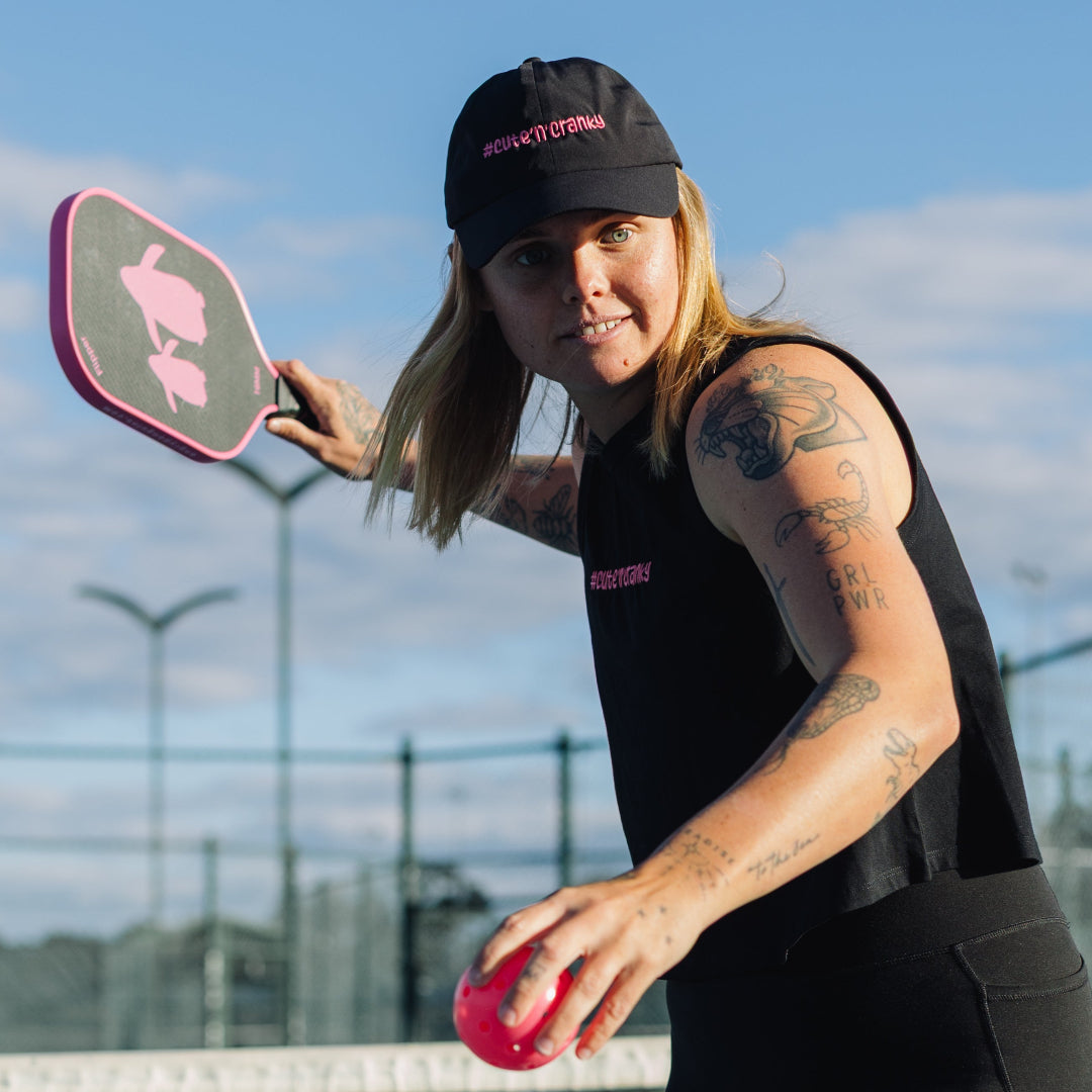 Flipper Pink Pickleball Paddle | Angry Penguins | 16MM 3K Carbon - Lifestyle