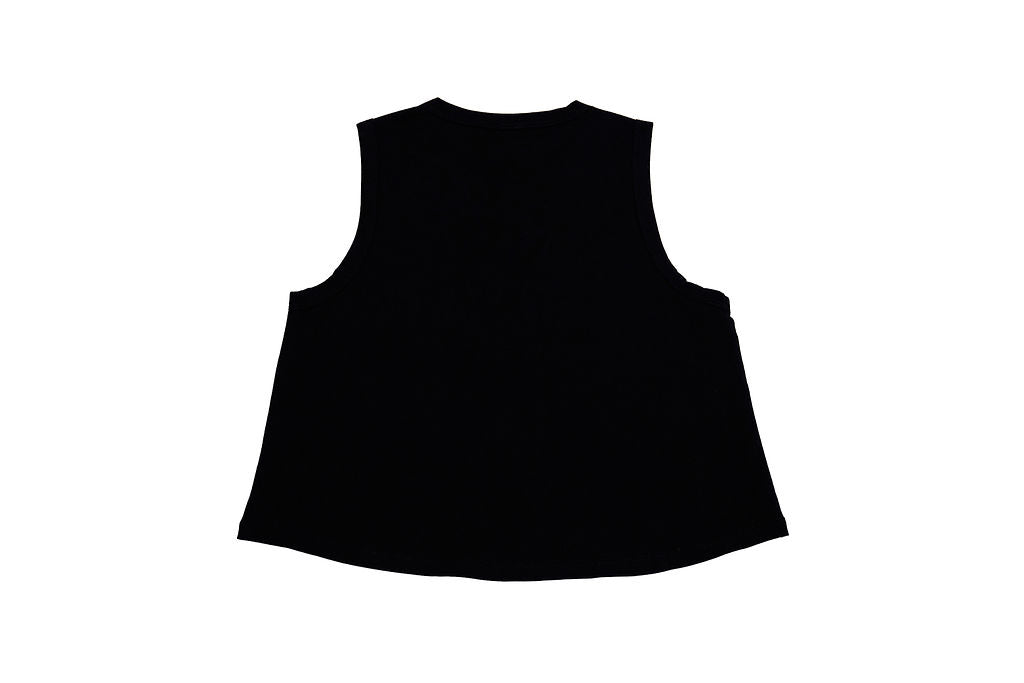 #cute’n’cranky Crop Tank – Black | Pink Logo | Women’s Organic Cotton Tank- Back