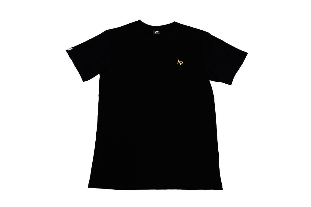 AP Collection Tee – Black | Gold Logo | Unisex Organic Cotton Tee- Front