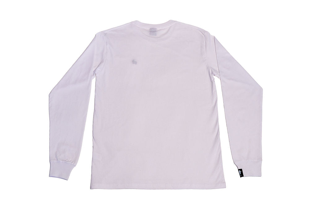 Original Long Sleeve Tee – White | Black Penguins Logo | Unisex Organic Cotton Tee- Back