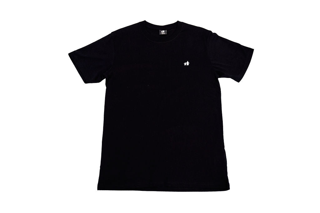 Original Tee – Black | White Penguins Logo | Unisex Organic Cotton Tee- Front