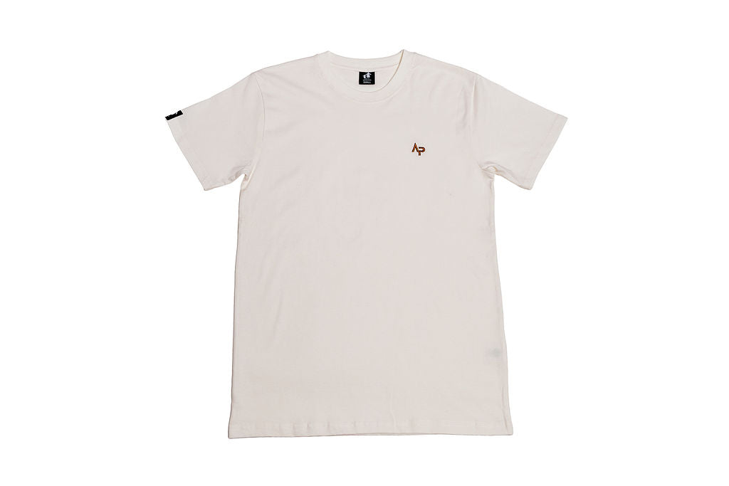 AP Collection Tee – Natural | Gold Logo | Unisex Organic Cotton Tee- Front