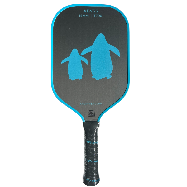 Abyss T700 Blue Pickleball Paddle | Angry Penguins | Professional Carbon - Front