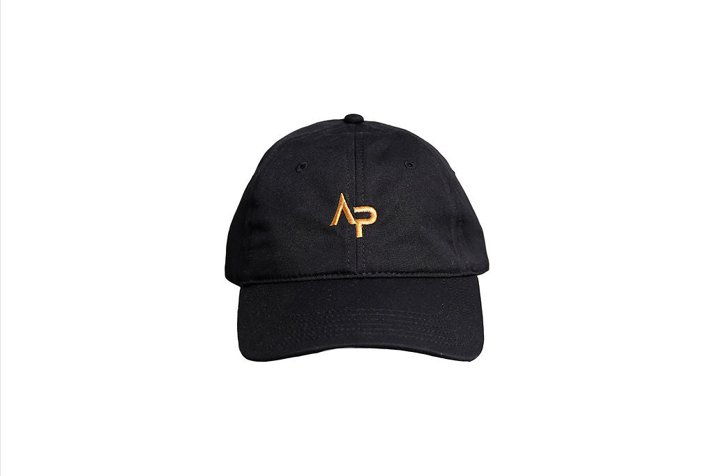 AP Black Cap – Gold Logo | Angry Penguins Strapback Hat- Front