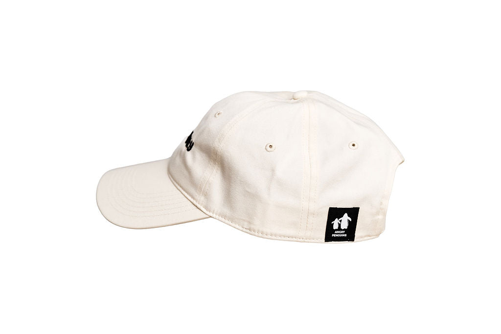 #cute’n’cranky Ecru Cap – Black Logo | Angry Penguins Strapback- Side