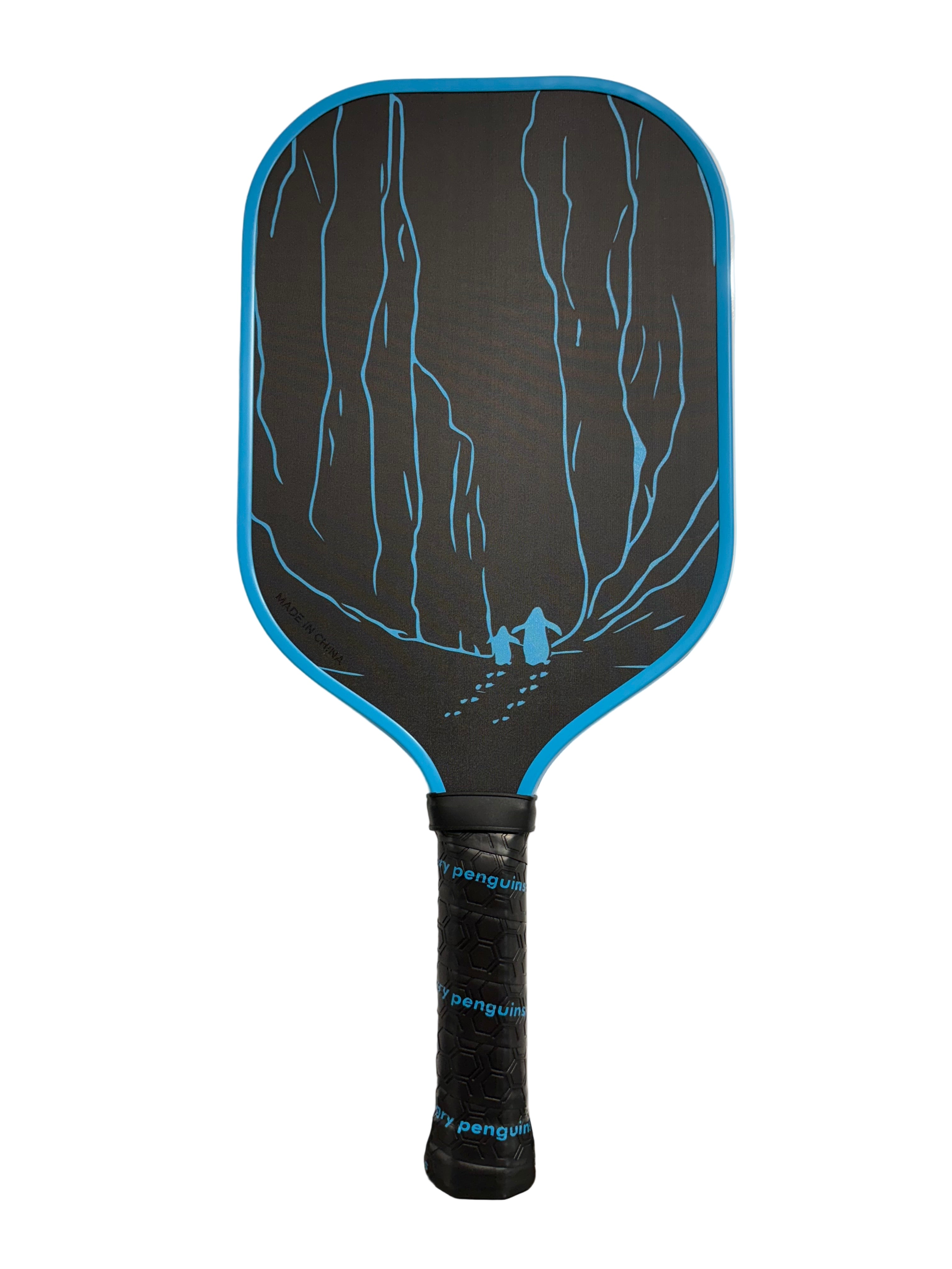 Abyss T700 Blue Pickleball Paddle | Angry Penguins | Professional Carbon - Back