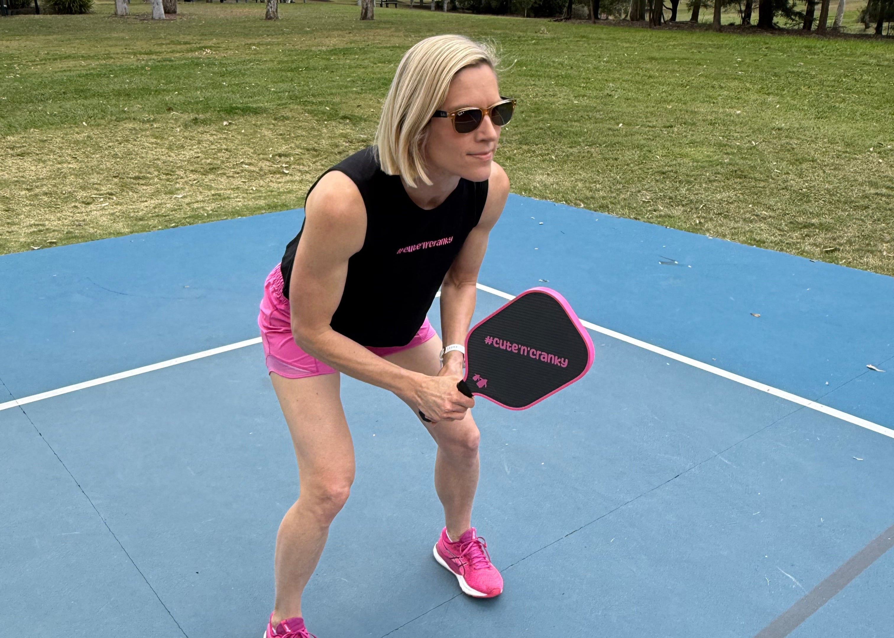 Flipper Pink Pickleball Paddle | Angry Penguins | 16MM 3K Carbon - Lifestyle