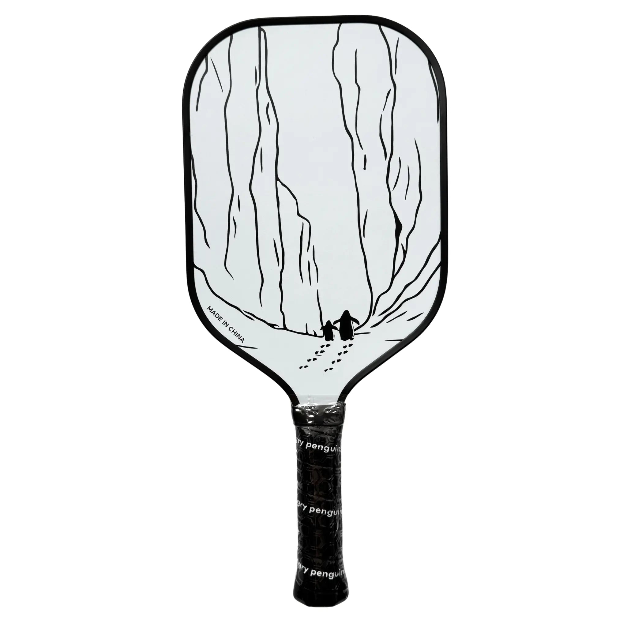 Abyss White Pickleball Paddle | Angry Penguins | 14MM T700 Carbon - Back