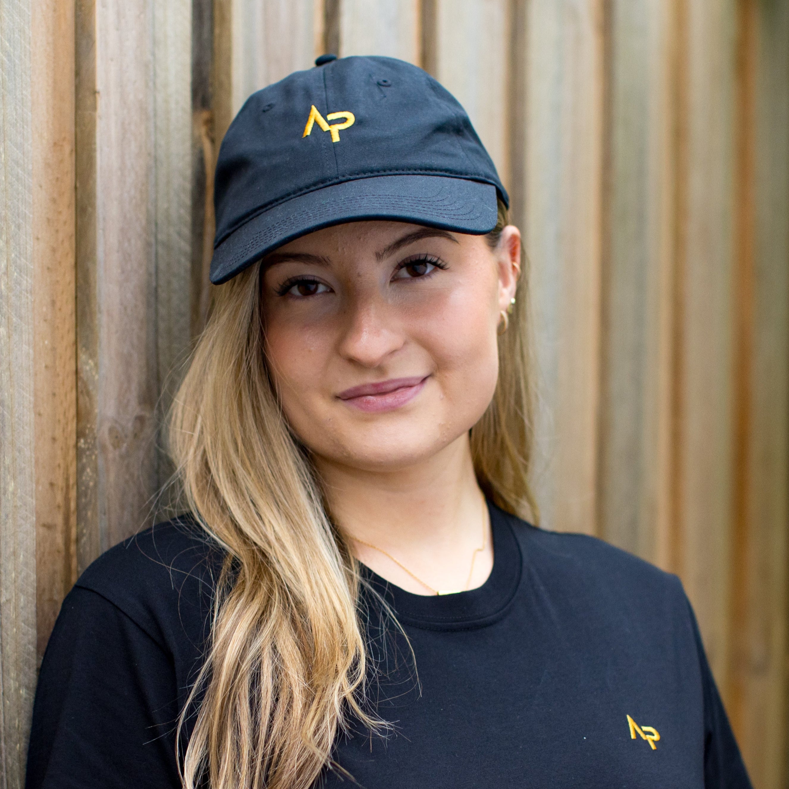 AP Cap – Black | Unstructured Cotton Pickleball Cap with Gold Logo