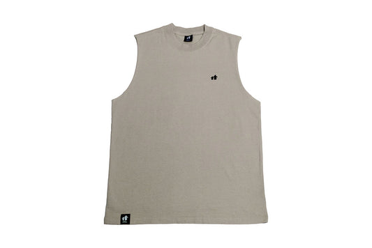 Angry Penguins Snow Tank – Faded Bone  | Black logo | Unisex - Front