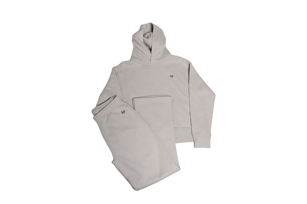 AP Collection Relax Track Suit – Bone | Gold Logo | Women’s Cotton Fleece Sweat Suit