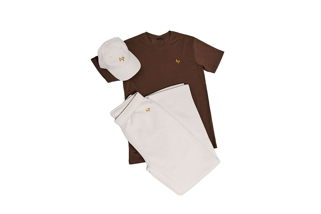 AP Collection Tee – Walnut | Gold Logo | Unisex Organic Cotton Tee