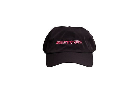 #cute’n’cranky Black Active Cap – Pink Logo | Angry Penguins Sport Cap- Front
